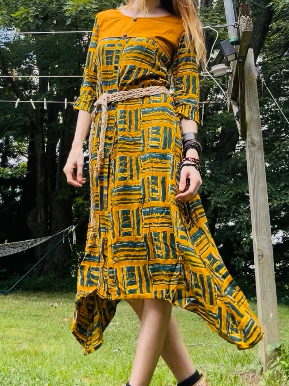 Gold and Teal Indian Tunic Dress
